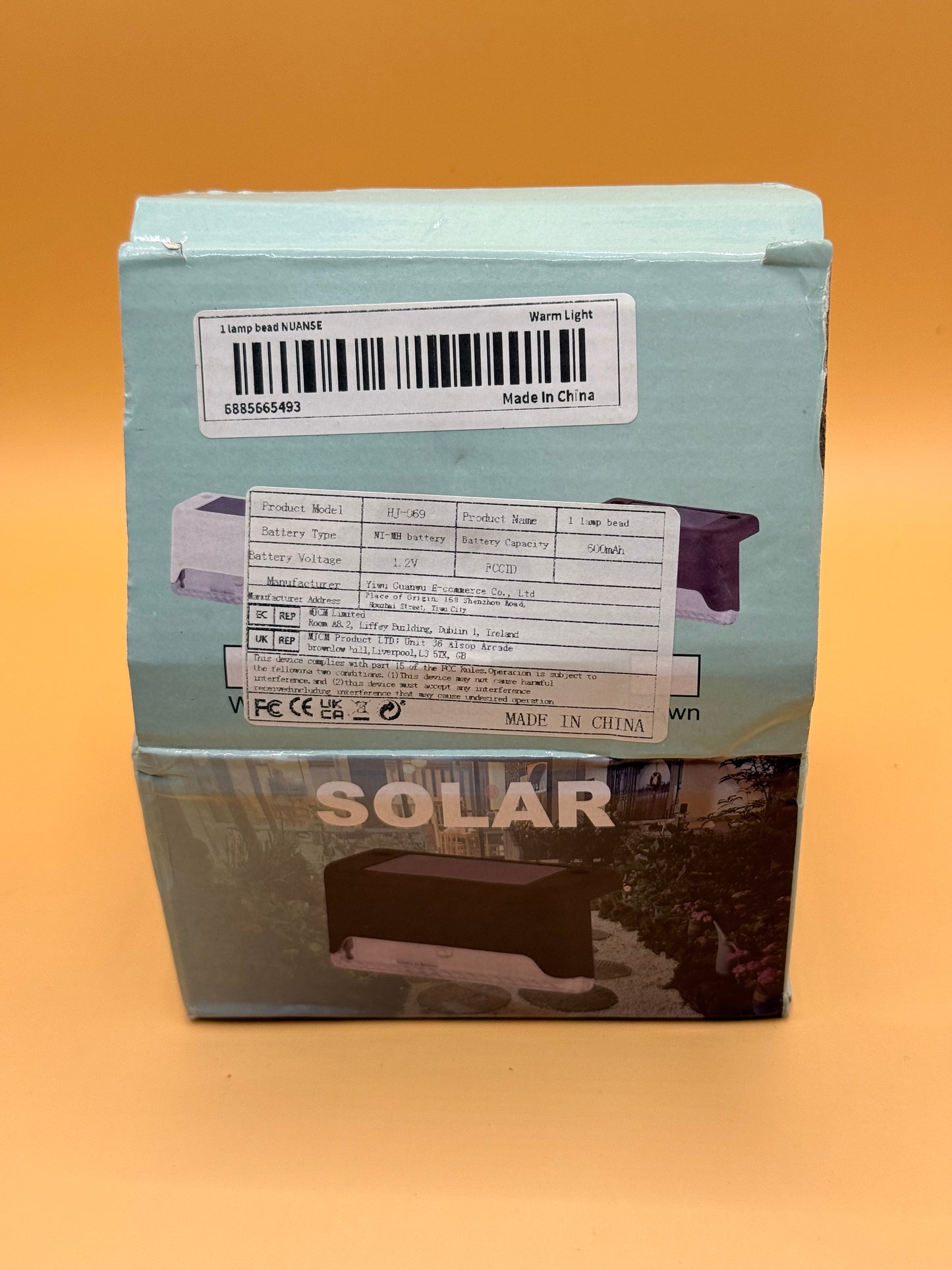 Set of 4 Solar-Powered Warm Light Wall Lights