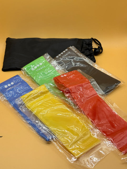 5-Piece Resistance Loop Bands Set with Carry Bag
