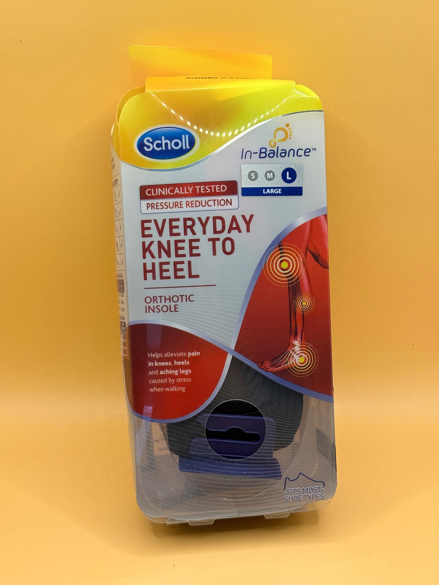 Scholl In-Balance Everyday Knee to Heel Orthotic Insoles – Large
