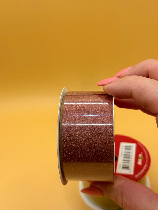 Artwrap Christmas Ribbon Rolls – Copper & Gold Glitter, 2m (Set of 2)