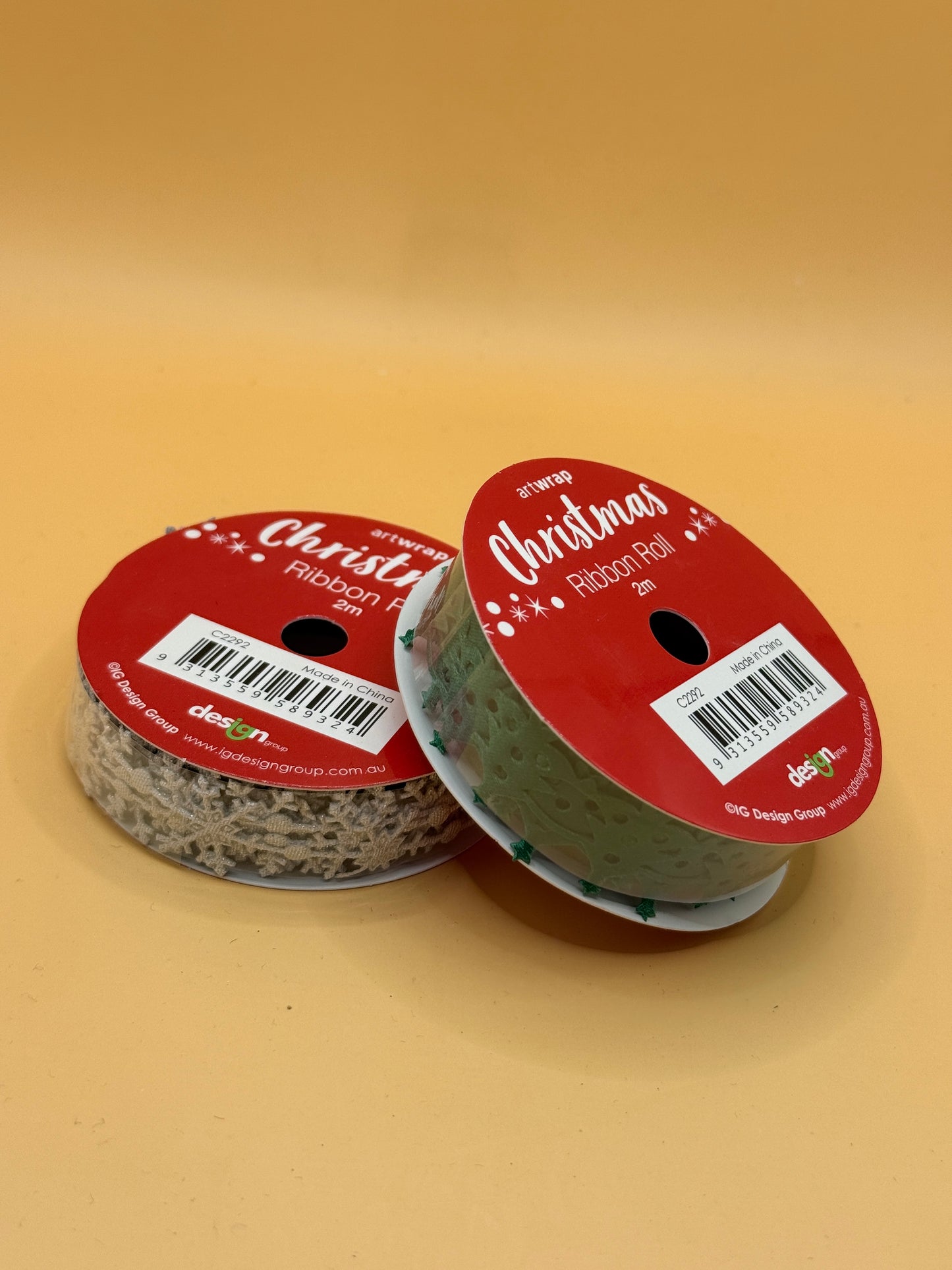 Artwrap Christmas Ribbon Rolls – Snowflake & Tree Cutout, 2m (Set of 2)