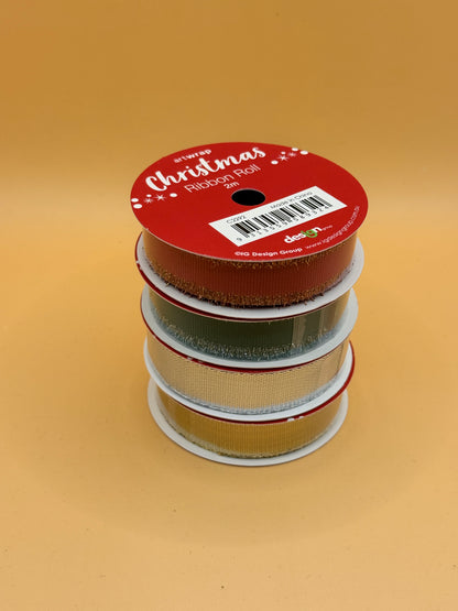 Artwrap Christmas Ribbon Rolls – Red, Green, Silver & Gold, 2m (Set of 4)