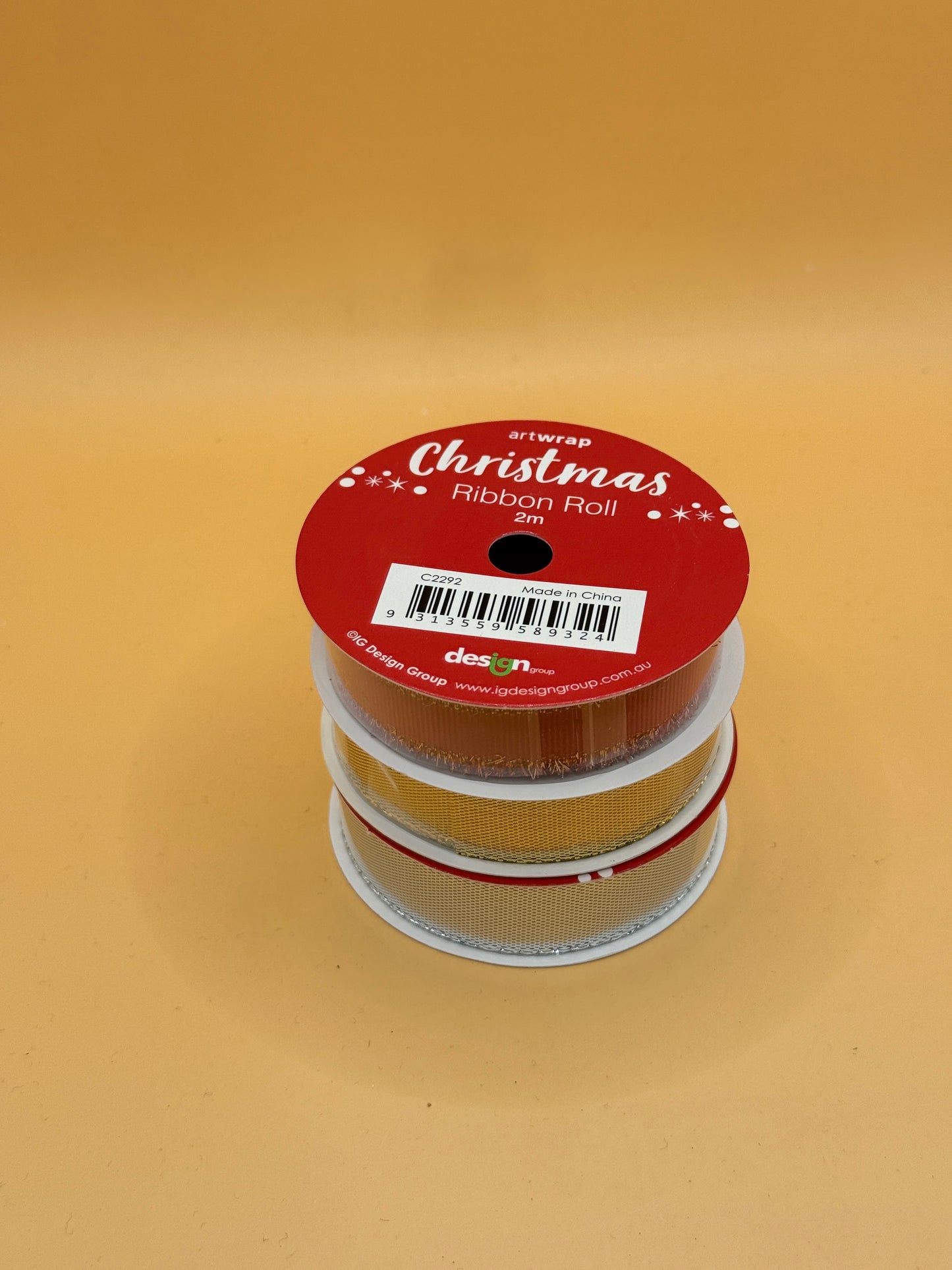 Artwrap Christmas Ribbon Rolls – Red, Gold & Silver, 2m (Set of 3)