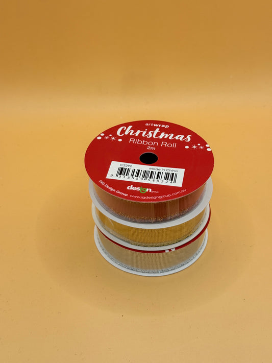 Artwrap Christmas Ribbon Rolls – Red, Gold & Silver, 2m (Set of 3)