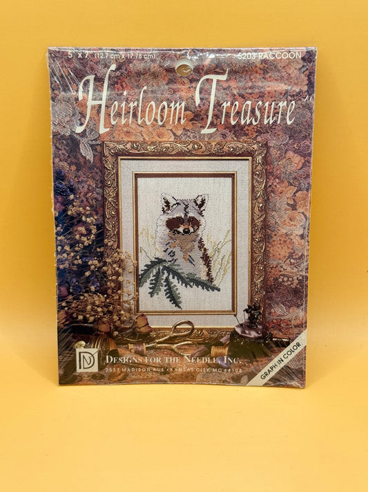 Heirloom Treasure Raccoon Counted Cross Stitch Kit