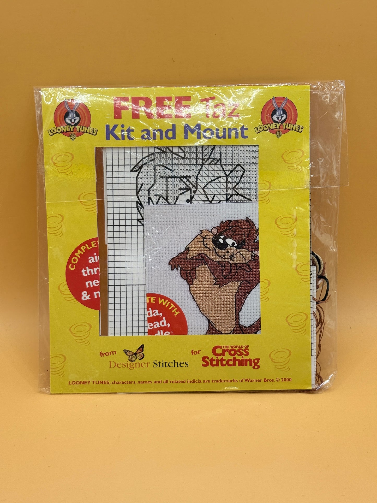 Looney Tunes Taz Cross Stitch Kit and Mount
