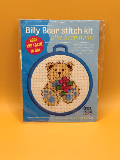 Billy Bear Stitch Kit with Hoop Frame