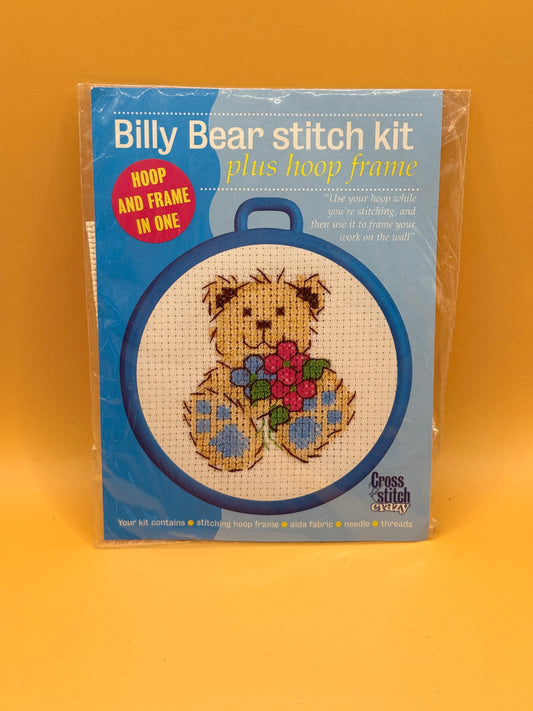 Billy Bear Stitch Kit with Hoop Frame