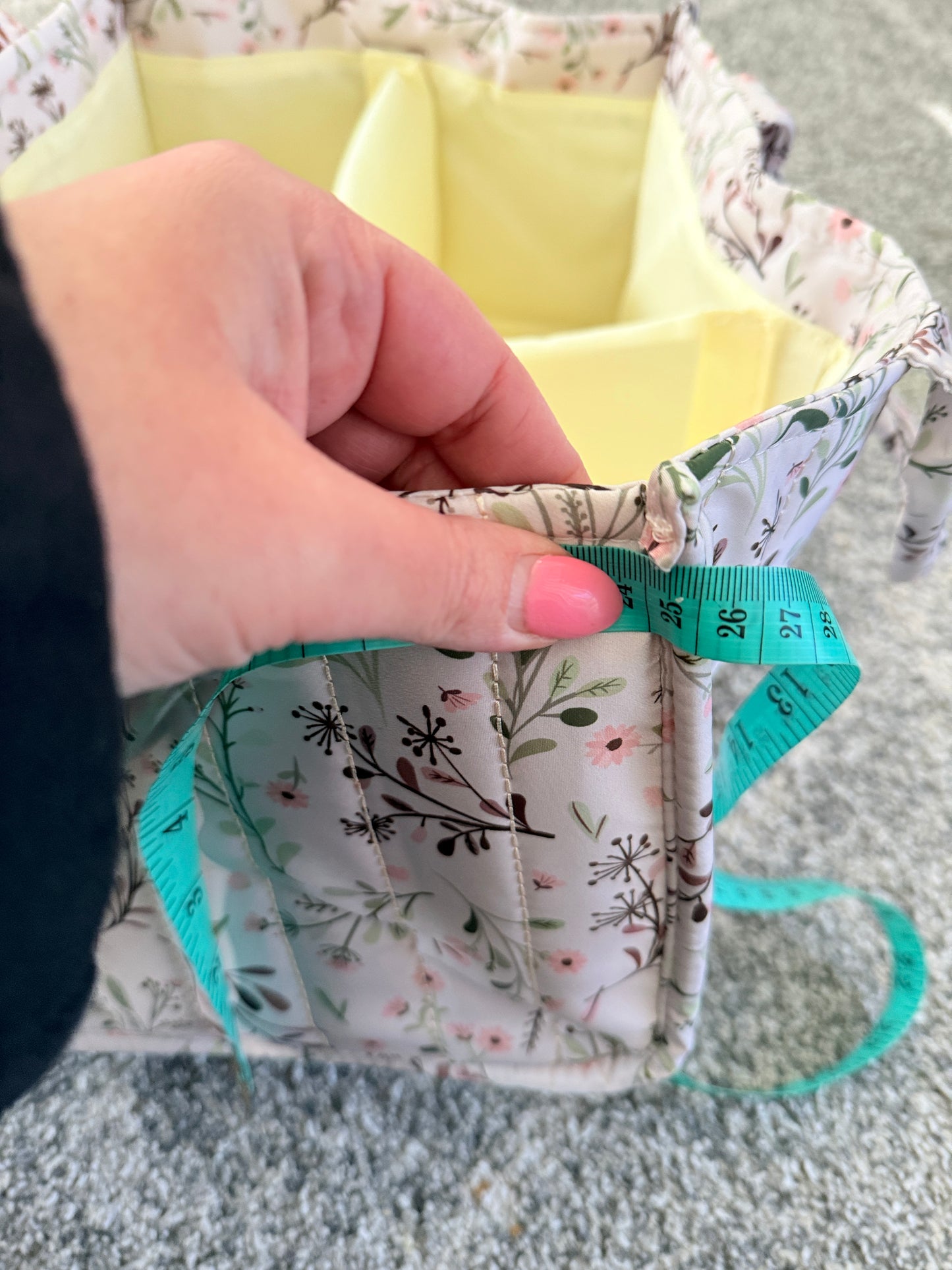 Quilted Floral Fabric Storage Caddy with Handles