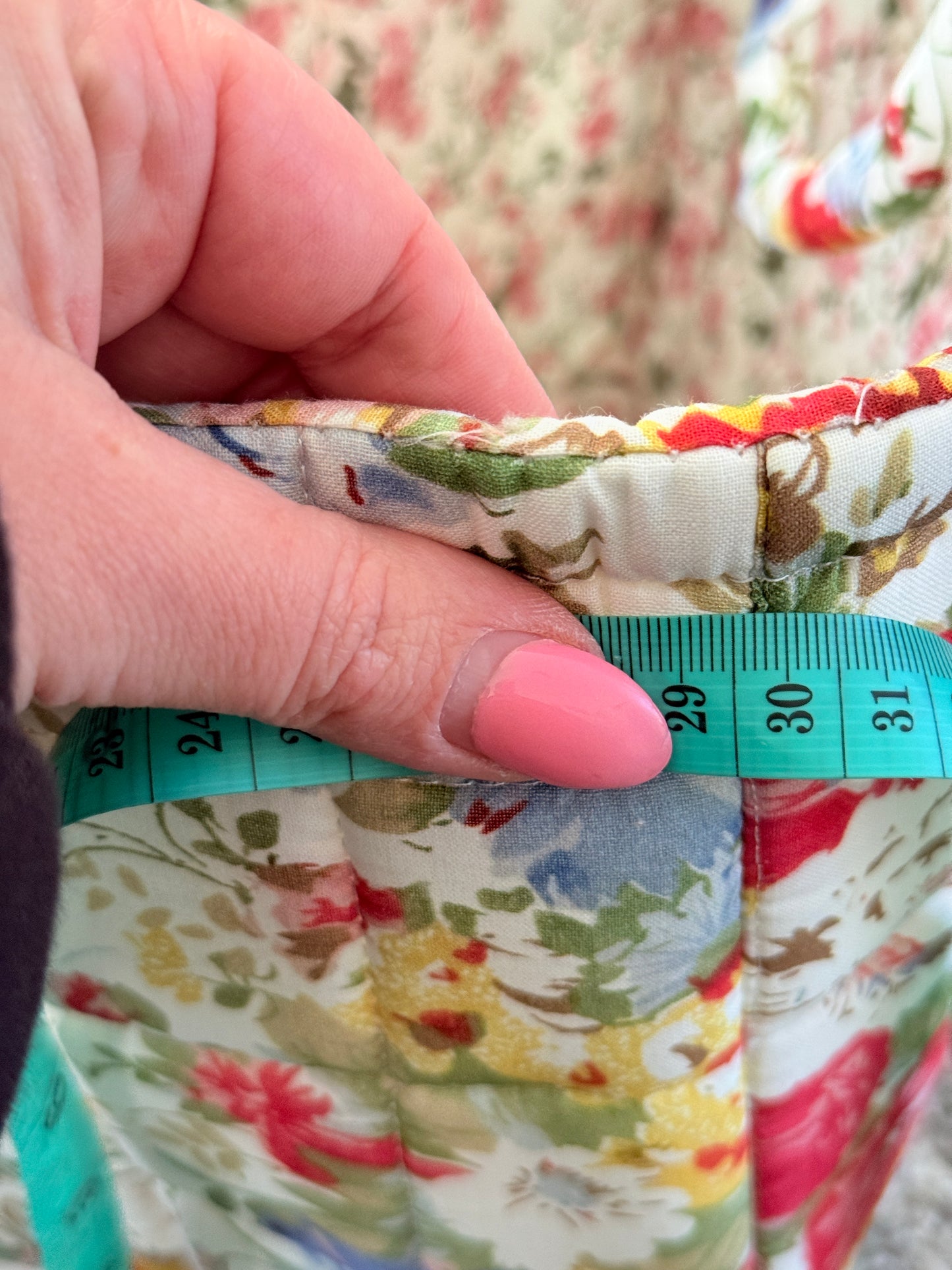 XL Quilted Floral Fabric Storage Basket with Dual Handles