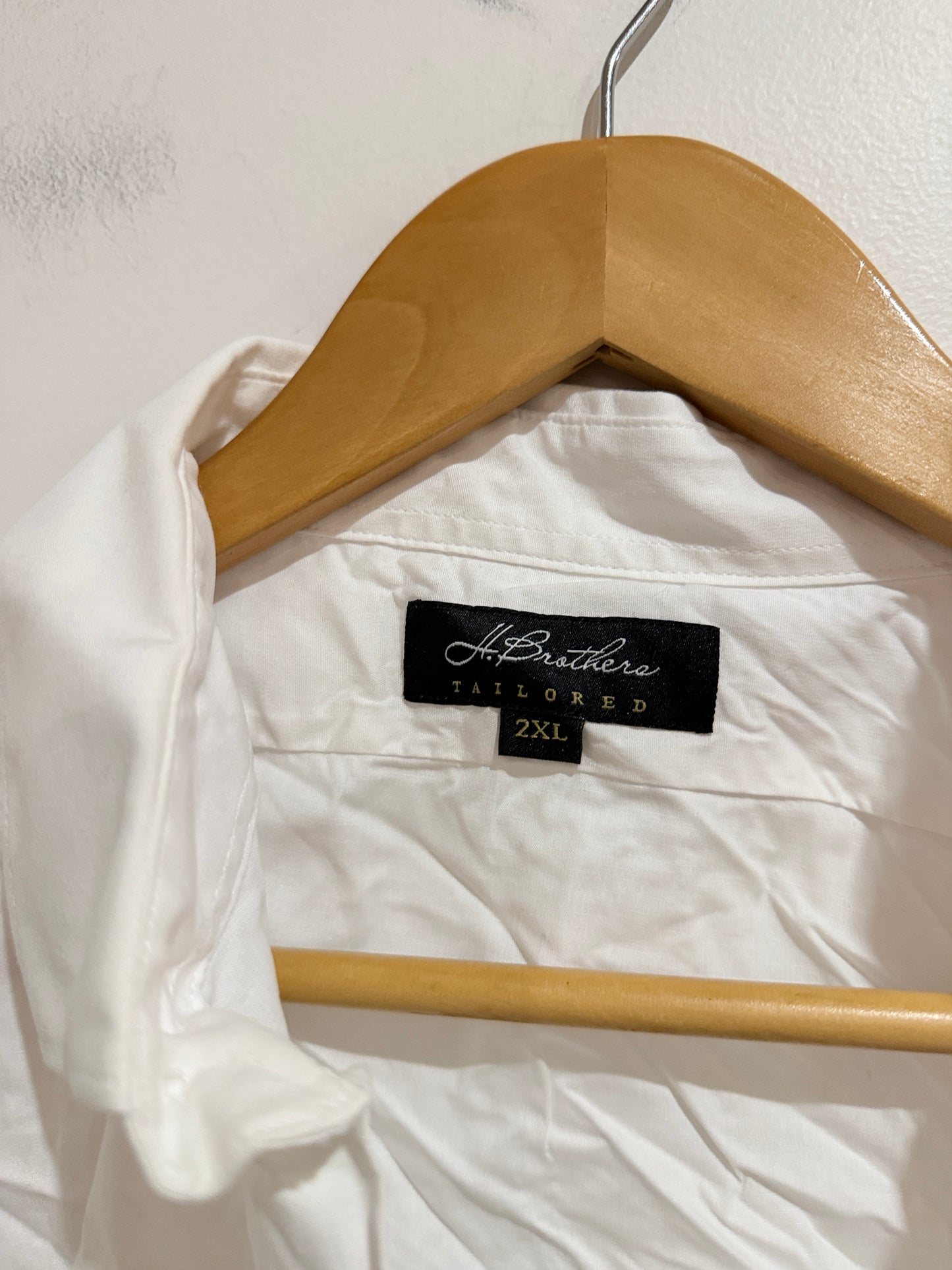 H.Brothers Tailored Stretch Double Cuff Long Sleeve Shirt White Size 2XL