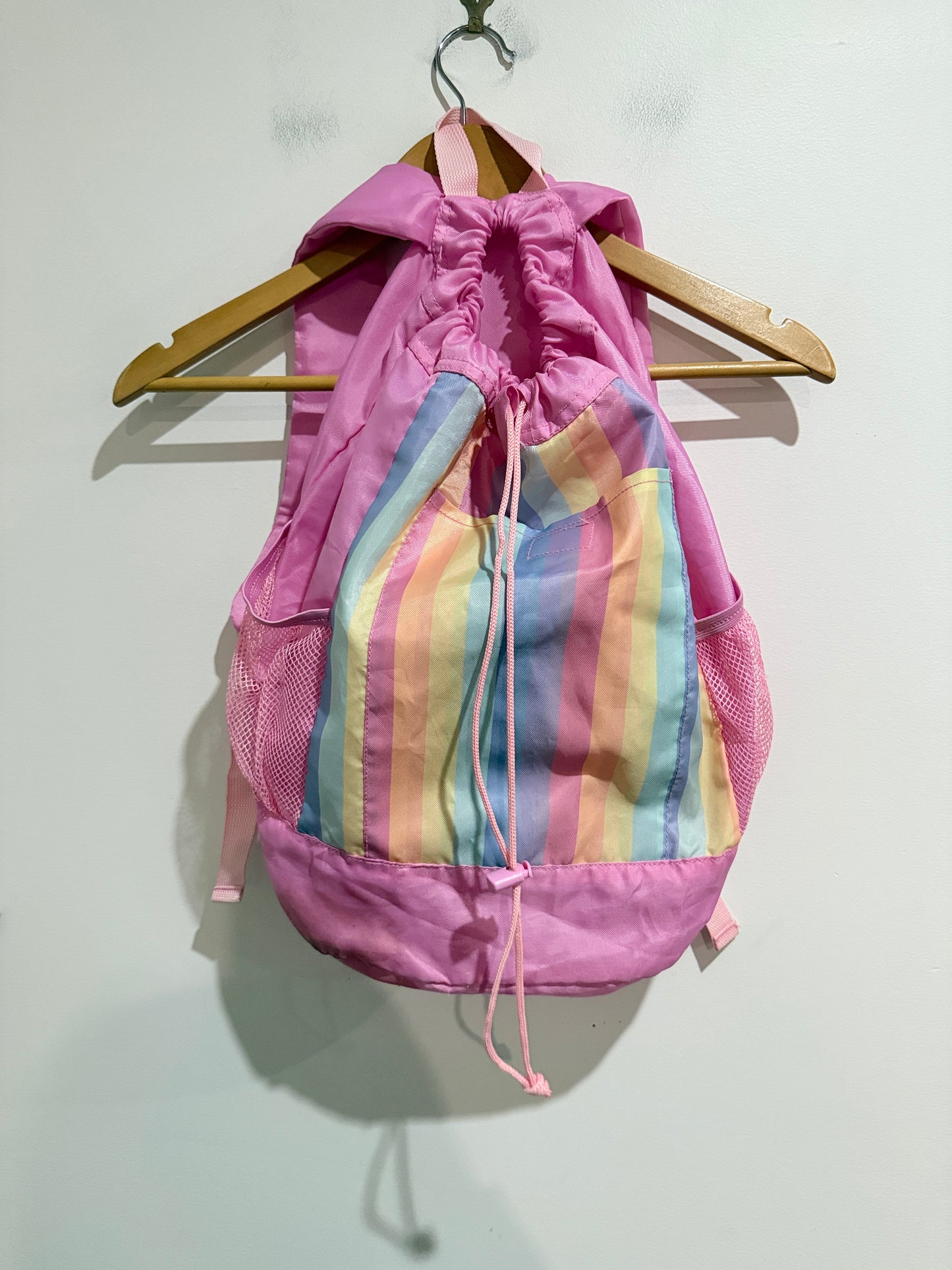 Kids Rainbow Stripe Drawstring Swim Backpack