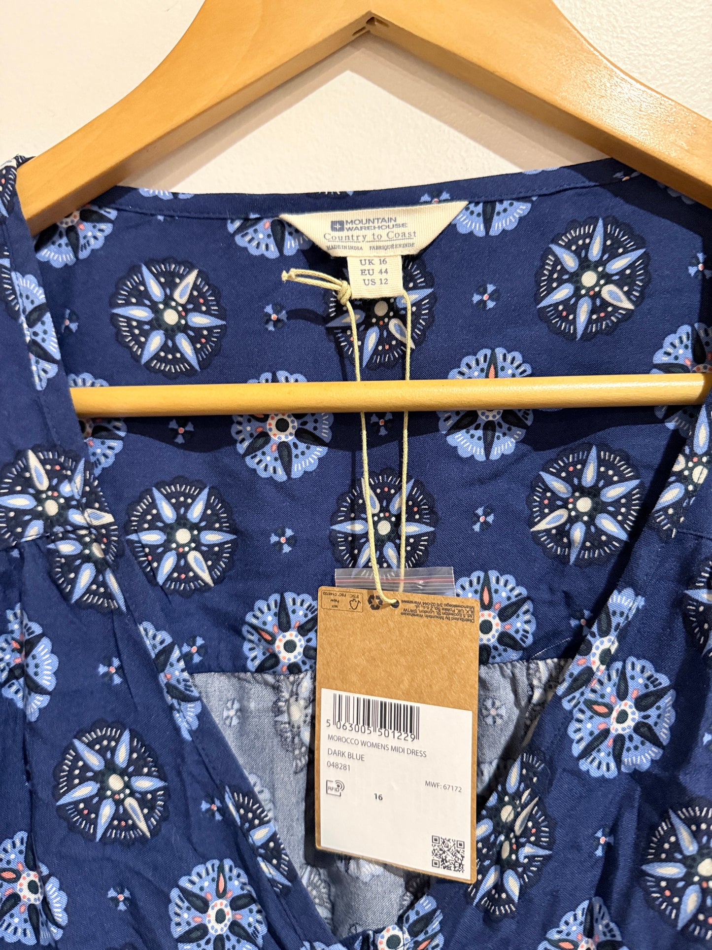 Mountain Warehouse Country to Coast Morocco Women's Midi Dress Dark Blue Size 16