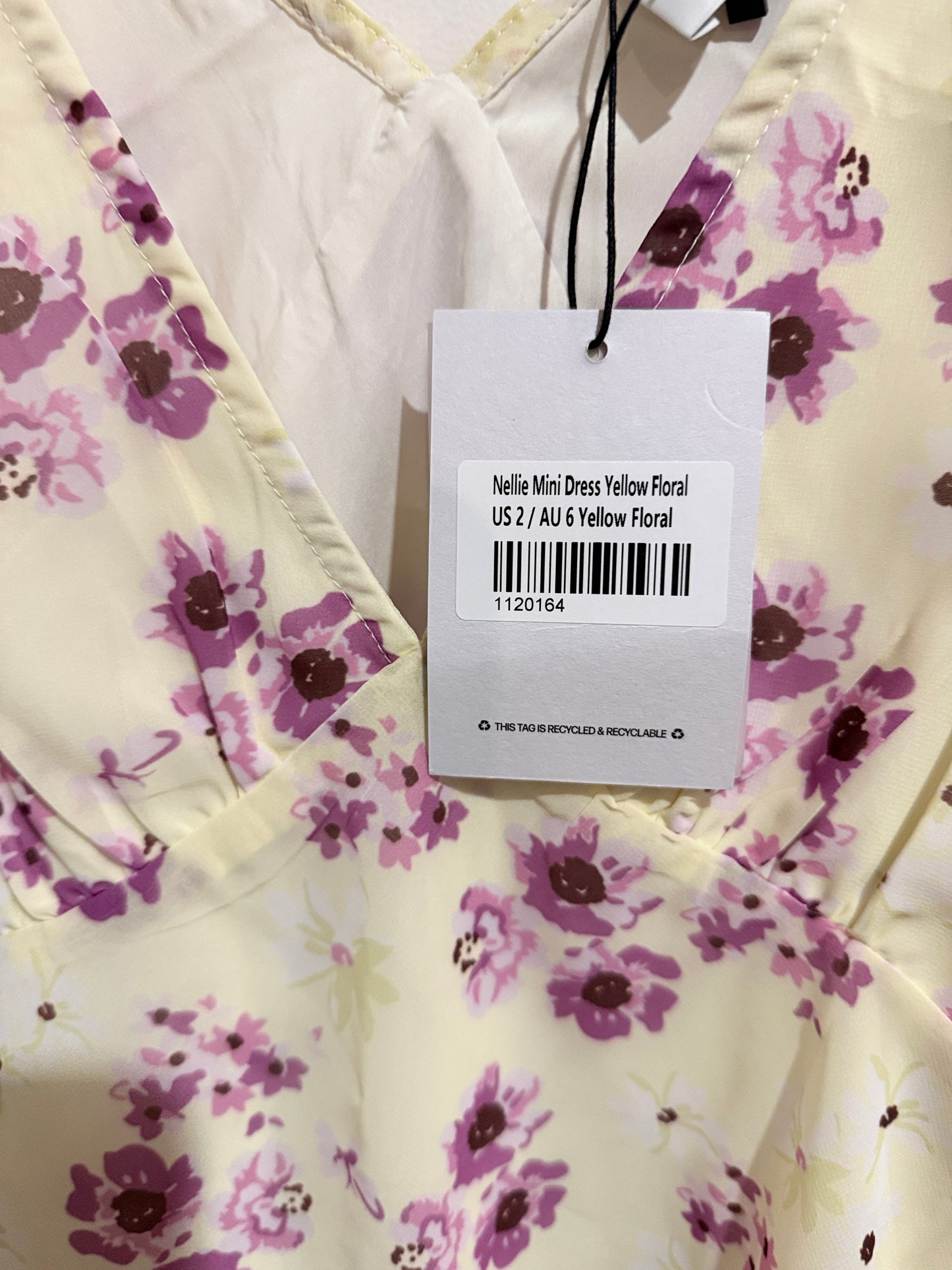 Princess Polly Nellie Mini Dress Yellow Floral Size AU 6 / US 2