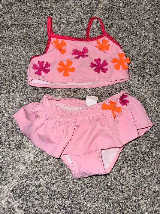 Kids Floral Two-Piece Swim Set - Size 0
