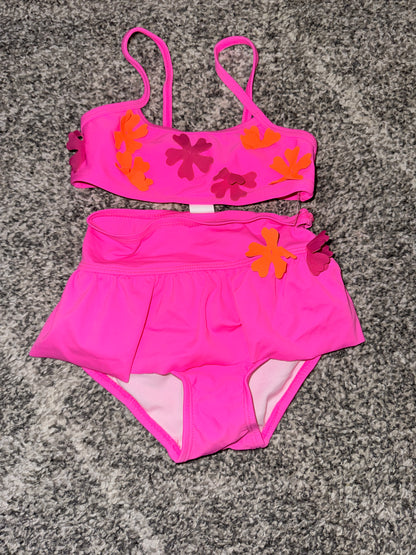 Girls PInk Floral Two-Piece Swim Set - Size 0