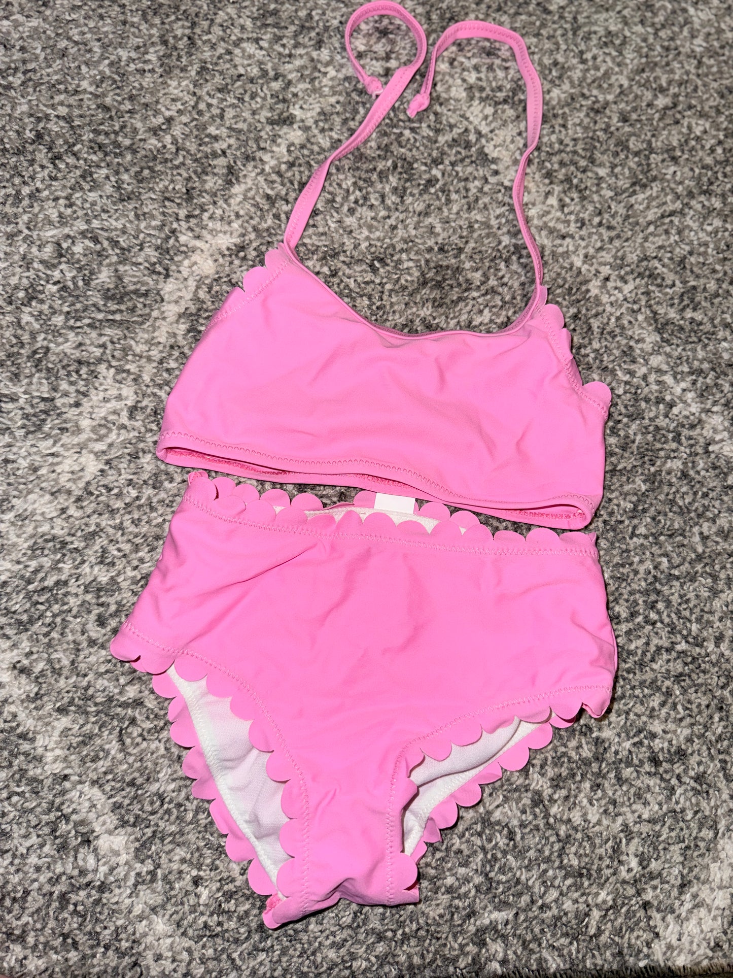Girls' Pink Scallop-Trim Two-Piece Swimsuit - Size 0