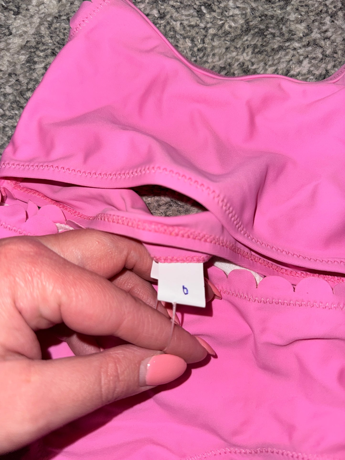 Girls' Pink Scallop-Trim Two-Piece Swimsuit - Size 0