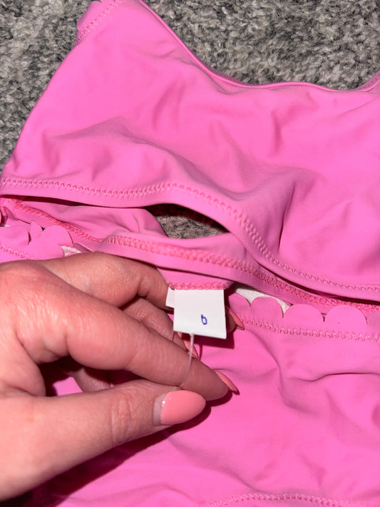 Girls' Pink Scallop-Trim Two-Piece Swimsuit - Size 0