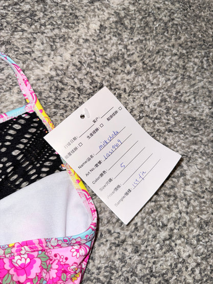 Girls Milkshake Print Crochet-Trim Swimsuit - Size 5