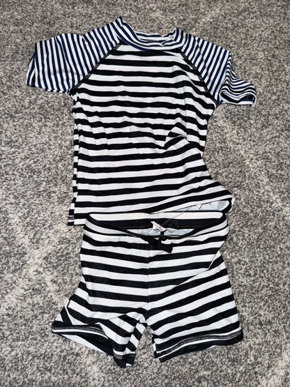 Boys Stripe Rash Vest Swim Set - Size 0