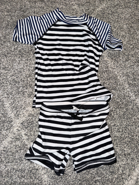 Boys Stripe Rash Vest Swim Set - Size 0