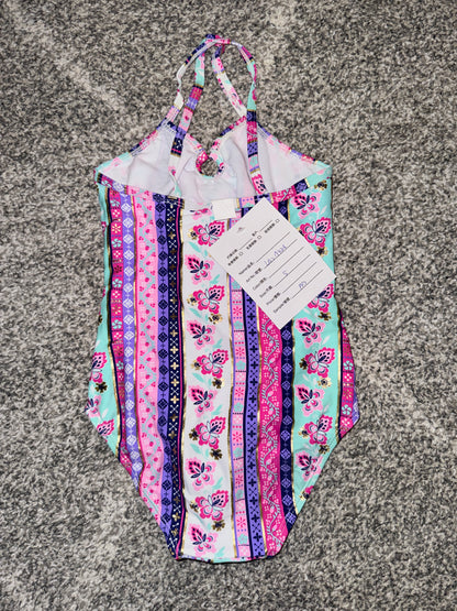 Boho Floral Stripe Halter Swimsuit - Size 5