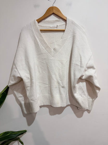 Glassons V-Neck Knit Jumper Cream - Size XL