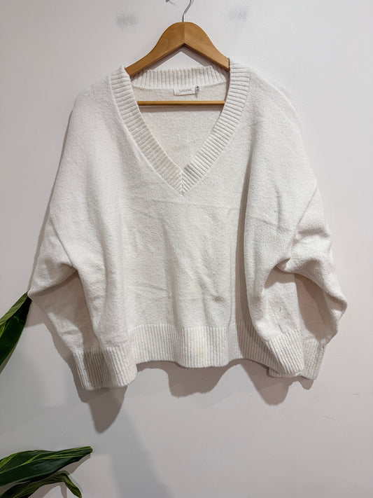 Glassons V-Neck Knit Jumper Cream - Size XL