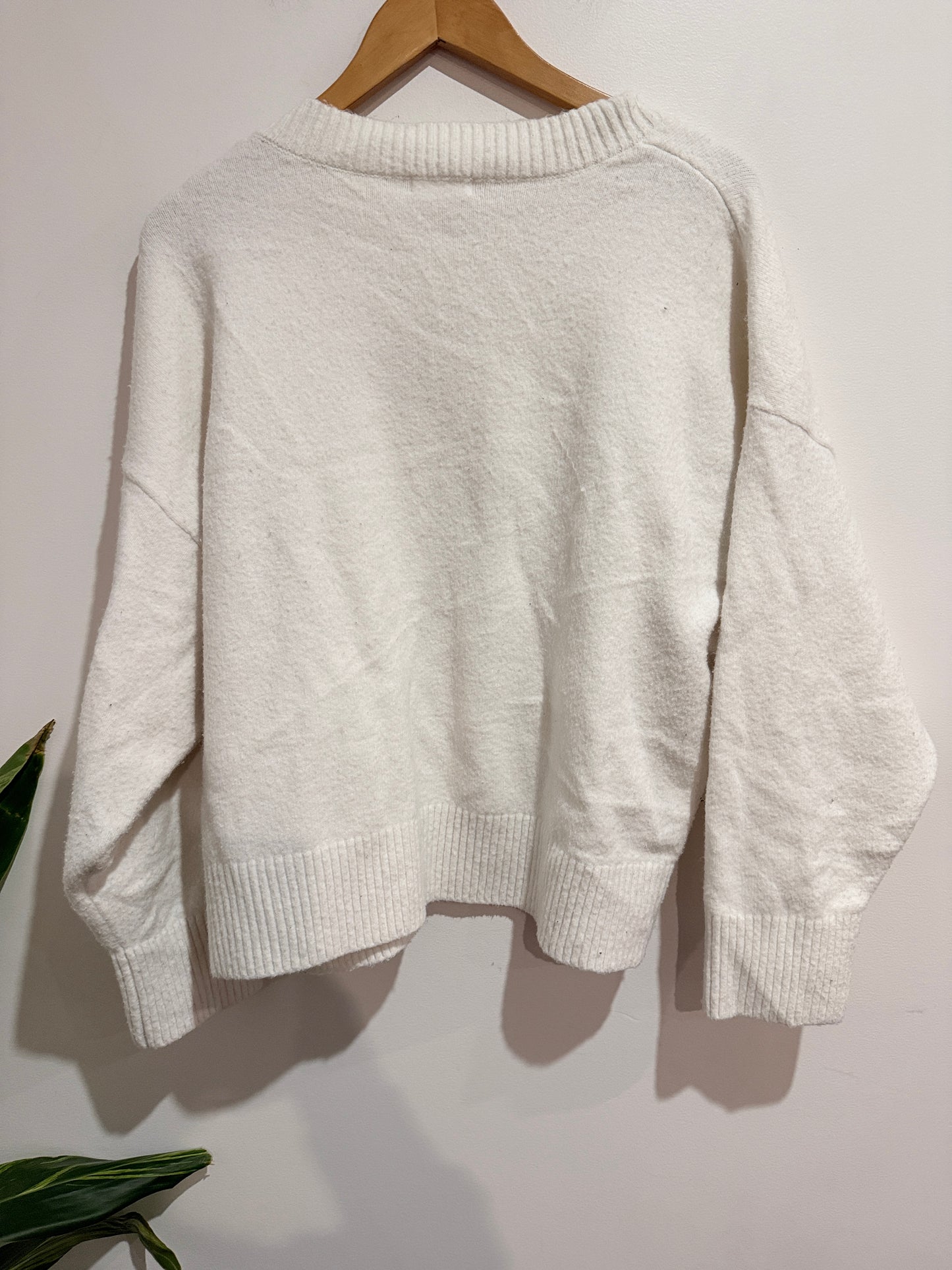 Glassons V-Neck Knit Jumper Cream - Size XL