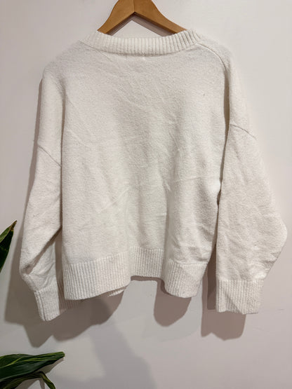 Glassons V-Neck Knit Jumper Cream - Size XL