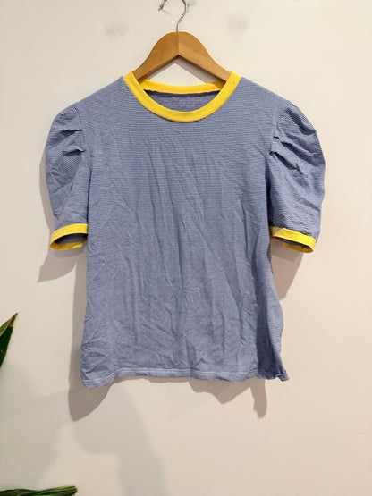 Striped Puff Sleeve Top - 47cm u/arm
