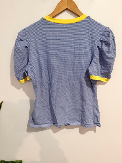 Striped Puff Sleeve Top - 47cm u/arm
