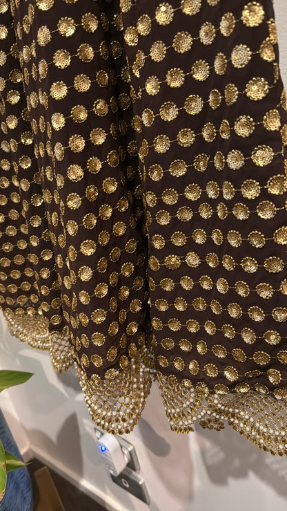 Brown & Gold Embellished Sequin Dress - 47cm u/arm