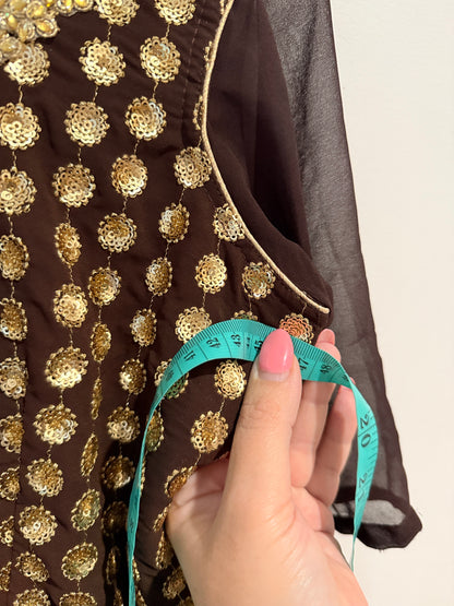 Brown & Gold Embellished Sequin Dress - 47cm u/arm