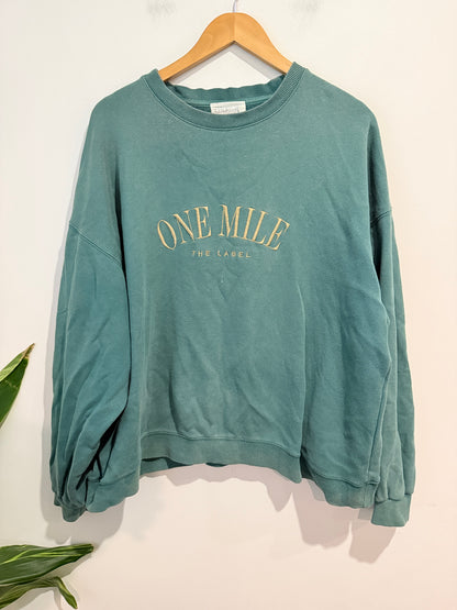 One Mile The Label Green Embroidered Sweatshirt - Size XL