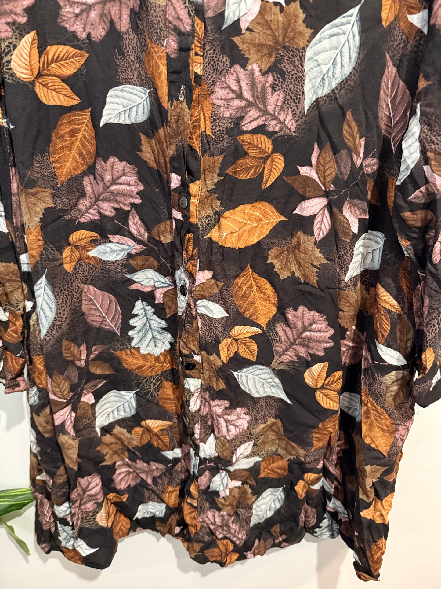 Autumn Leaf Print Longline Shirt Dress - 53cm u/arm