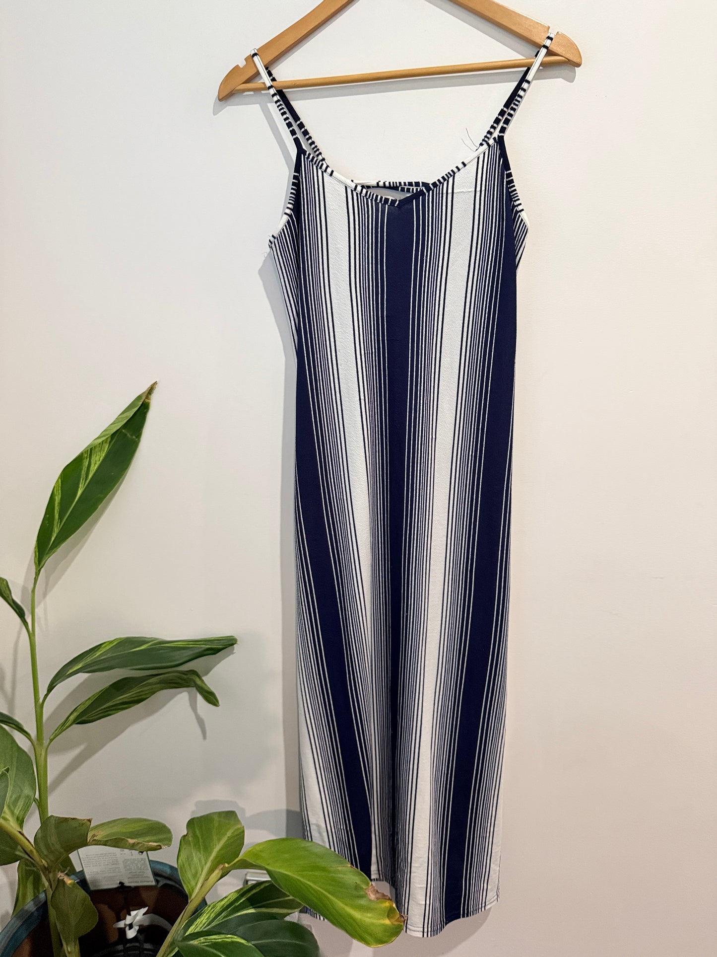 Mirrou Navy & White Striped Slip Dress - Size M