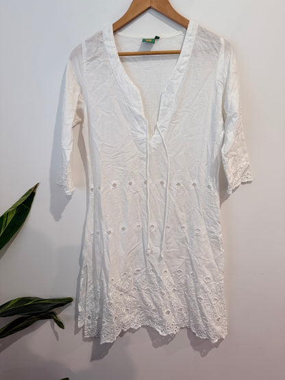 GUL White Embroidered Eyelet Kurti - Size S