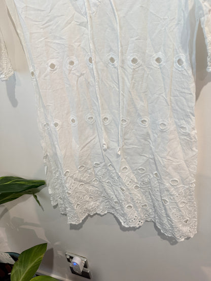 GUL White Embroidered Eyelet Kurti - Size S