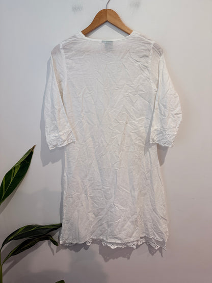 GUL White Embroidered Eyelet Kurti - Size S