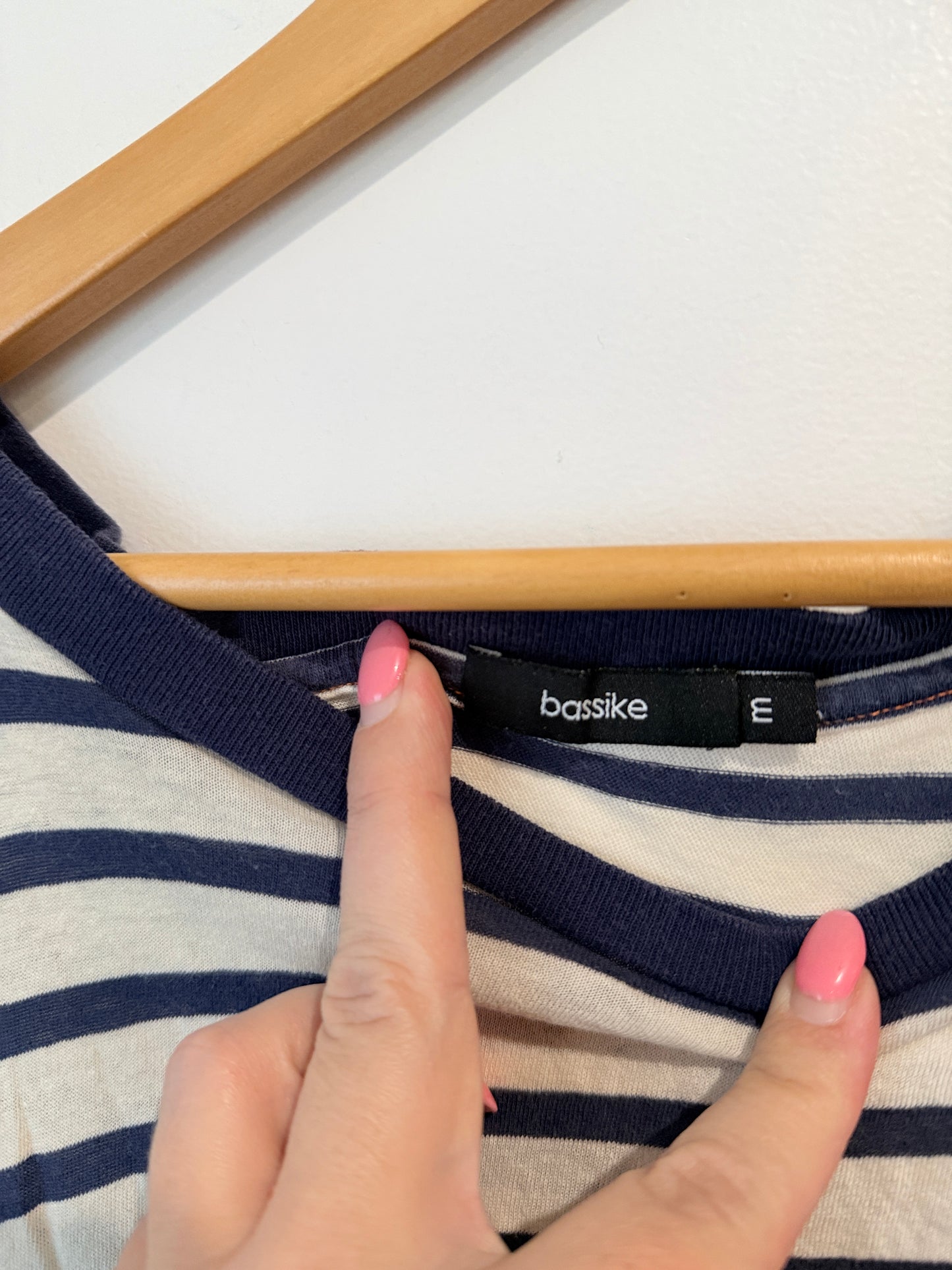 Bassike Striped Organic Cotton Tank - Navy & Cream - Size 3