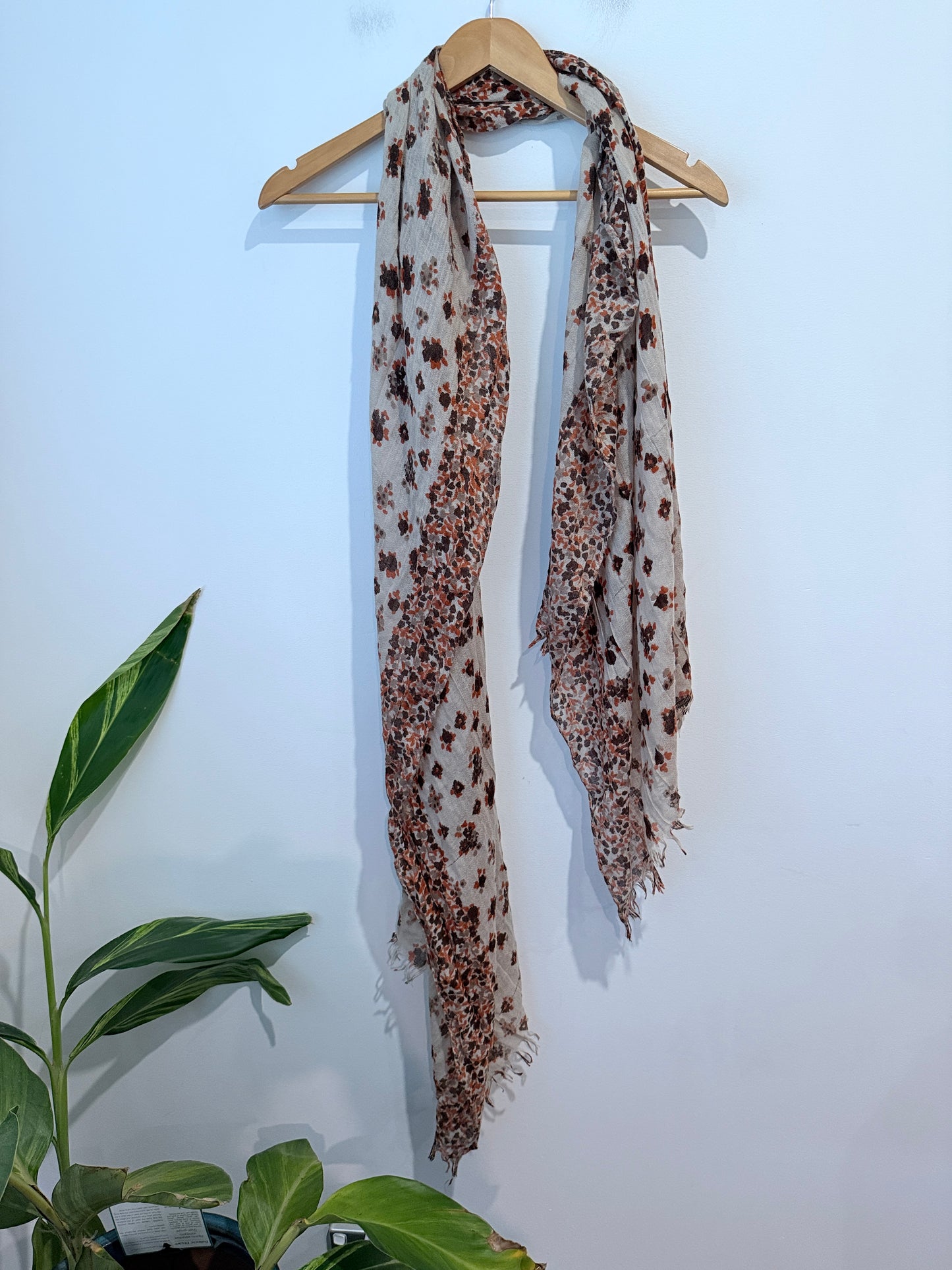 Floral Print Fringed Scarf