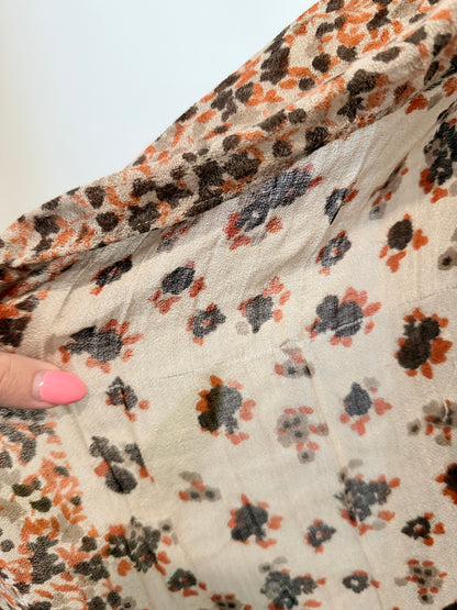 Floral Print Fringed Scarf