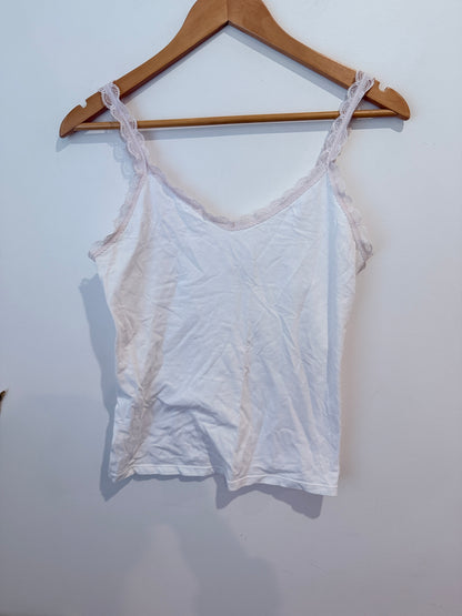 Lyric Lace Trim Cami Top - White - Size 14