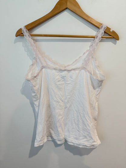 Lyric Lace Trim Cami Top - White - Size 14