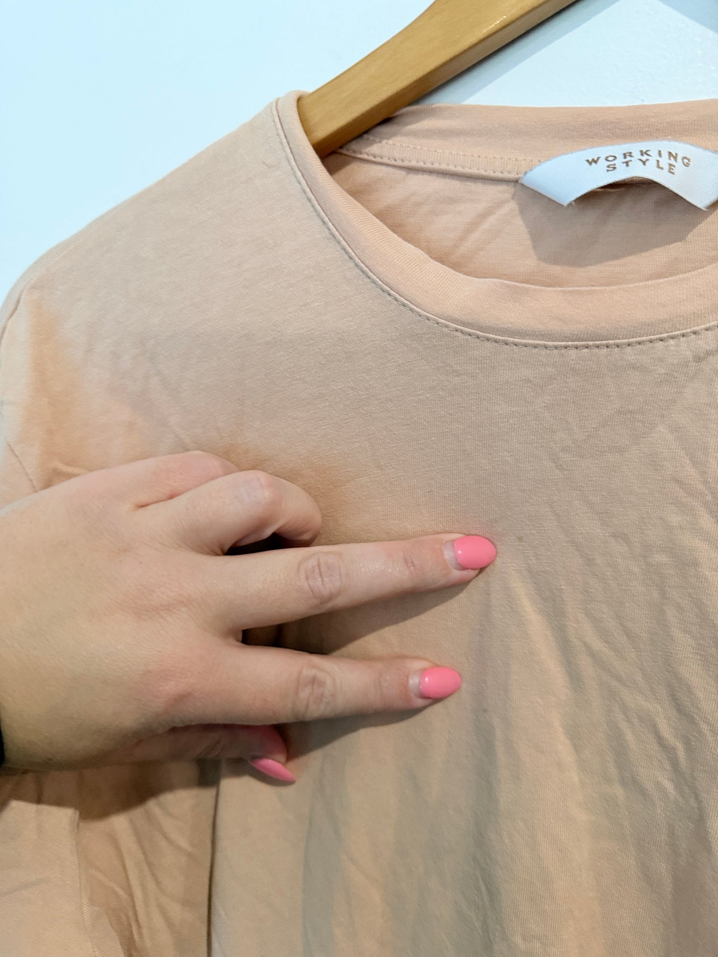Working Style Basic T-Shirt - Beige - Size L