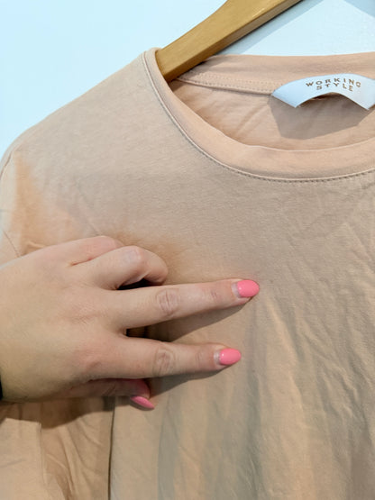 Working Style Basic T-Shirt - Beige - Size L