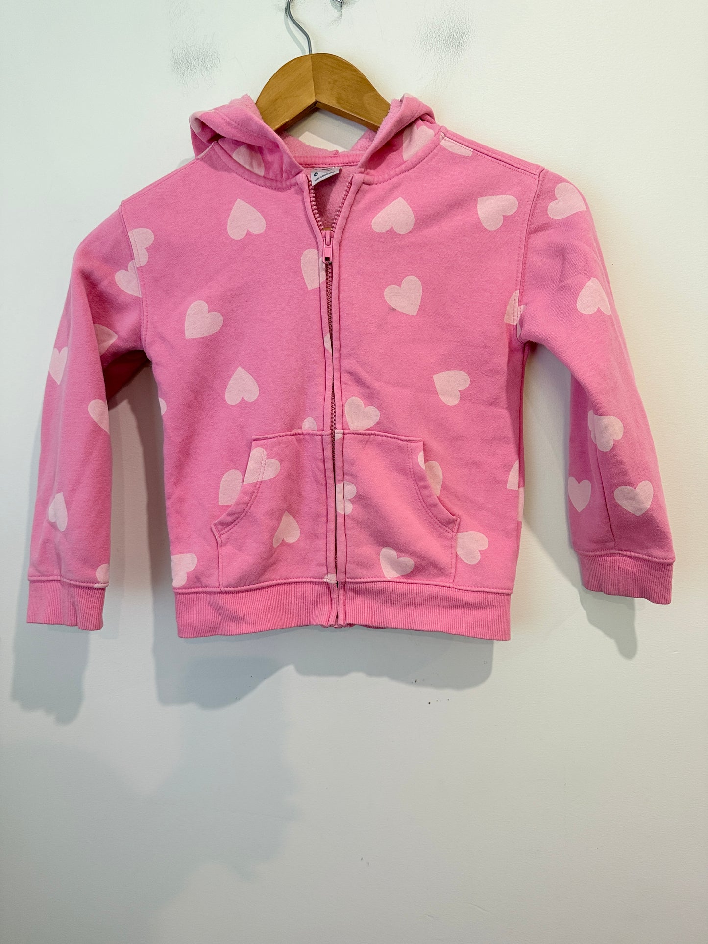 Anko Kids Heart Print Zip Hoodie - Pink - Size 6