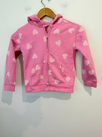 Anko Kids Heart Print Zip Hoodie - Pink - Size 6